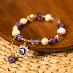 Fortune Jewel Natural Amethyst Pearl Sunflower Communication Bracelet