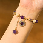 Fortune Jewel Natural Amethyst Pearl Sunflower Communication Bracelet