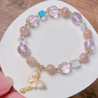 Fortune Jewel Natural Amethyst Sun Stone Butterfly Peace Bracelet