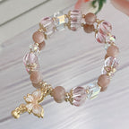 Fortune Jewel Natural Amethyst Sun Stone Butterfly Peace Bracelet