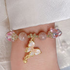 Fortune Jewel Natural Amethyst Sun Stone Butterfly Peace Bracelet