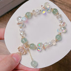 Fortune Jewel Natural Strawberry Quartz Pearl Shell Positive Bracelet