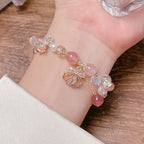 Fortune Jewel Natural Strawberry Quartz Pearl Shell Positive Bracelet