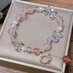 Fortune Jewel Natural Strawberry Quartz Pearl Shell Positive Bracelet