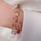 Fortune Jewel Natural Strawberry Quartz Pearl Shell Positive Bracelet