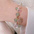 Fortune Jewel Natural Strawberry Quartz Pearl Shell Positive Bracelet