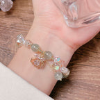 Fortune Jewel Natural Strawberry Quartz Pearl Shell Positive Bracelet