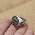 Fortune Jewel Tibetan Om Mani Padme Hum Vajra Pattern Copper Focus Rotatable Ring