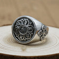 Fortune Jewel Tibetan Om Mani Padme Hum Vajra Pattern Copper Focus Rotatable Ring