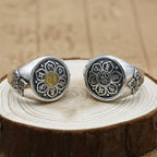 Fortune Jewel Tibetan Om Mani Padme Hum Vajra Pattern Copper Focus Rotatable Ring