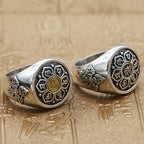 Fortune Jewel Tibetan Om Mani Padme Hum Vajra Pattern Copper Focus Rotatable Ring