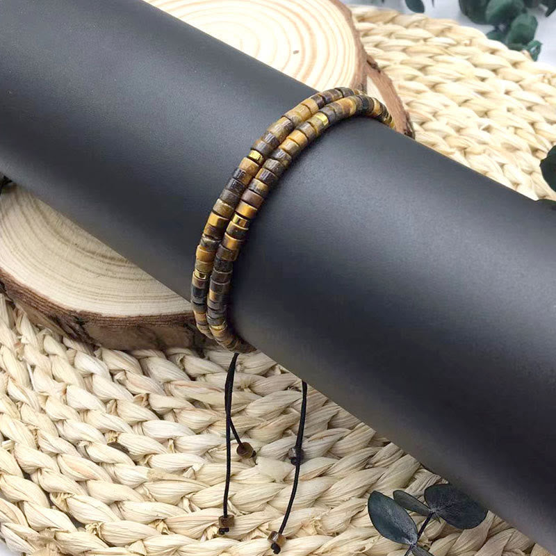 Fortune Jewel Natural Tiger Eye Spacer Bead Courage Bracelet