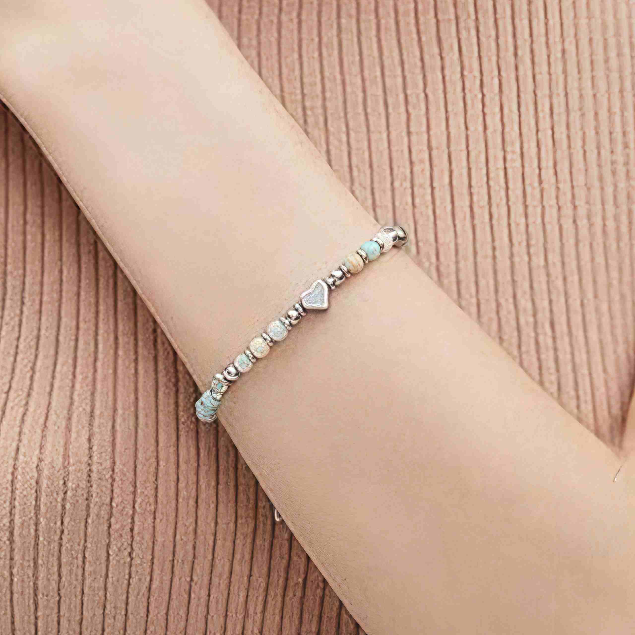 Fortune Jewel Natural Stone Amazonite Amethyst Lazurite Rose Quartz Heart Positive Balance Bracelet