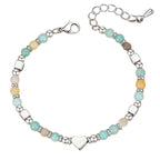 Fortune Jewel Natural Stone Amazonite Amethyst Lazurite Rose Quartz Heart Positive Balance Bracelet