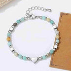 Fortune Jewel Natural Stone Amazonite Amethyst Lazurite Rose Quartz Heart Positive Balance Bracelet