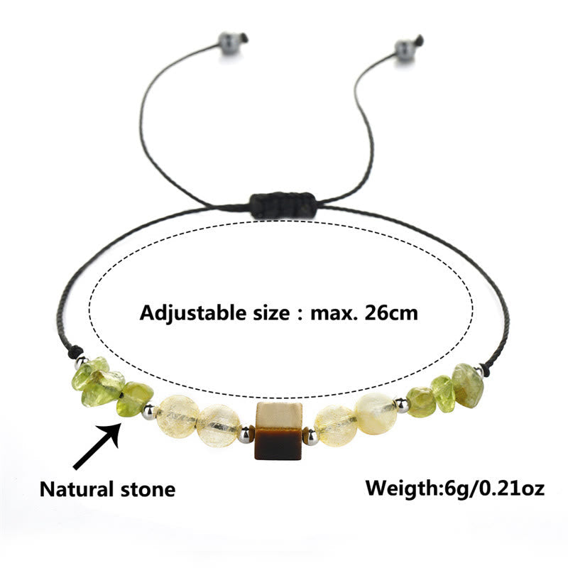 Fortune Jewel Find Your Joy Peridot Citrine Tiger Eye Peace Rope Bracelet