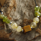Fortune Jewel Find Your Joy Peridot Citrine Tiger Eye Peace Rope Bracelet