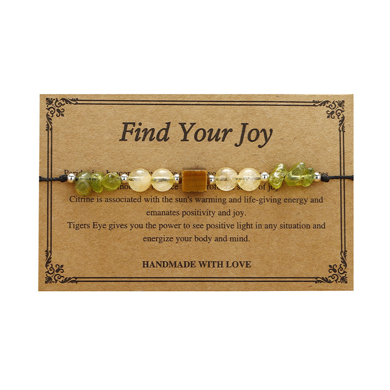 Fortune Jewel Find Your Joy Peridot Citrine Tiger Eye Peace Rope Bracelet