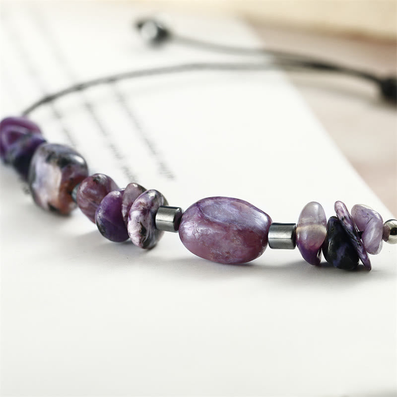 Fortune Jewel Live In The Moment Charoite Hematite Powerful Bracelet