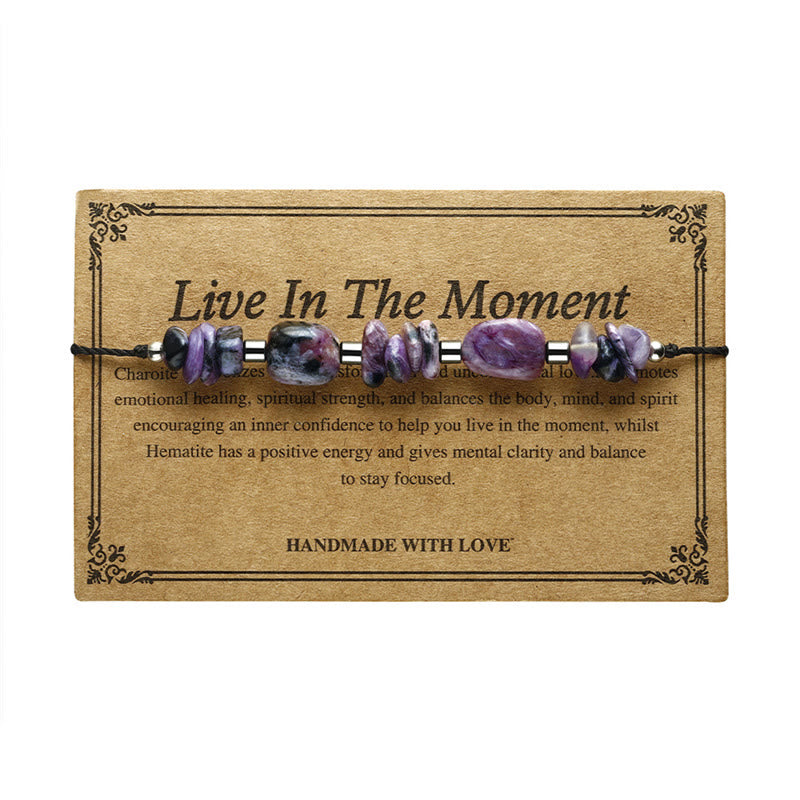 Fortune Jewel Live In The Moment Charoite Hematite Powerful Bracelet