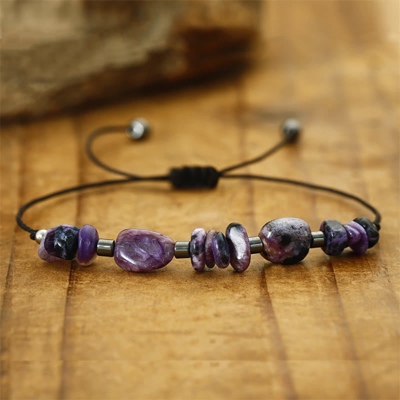 Fortune Jewel Live In The Moment Charoite Hematite Powerful Bracelet
