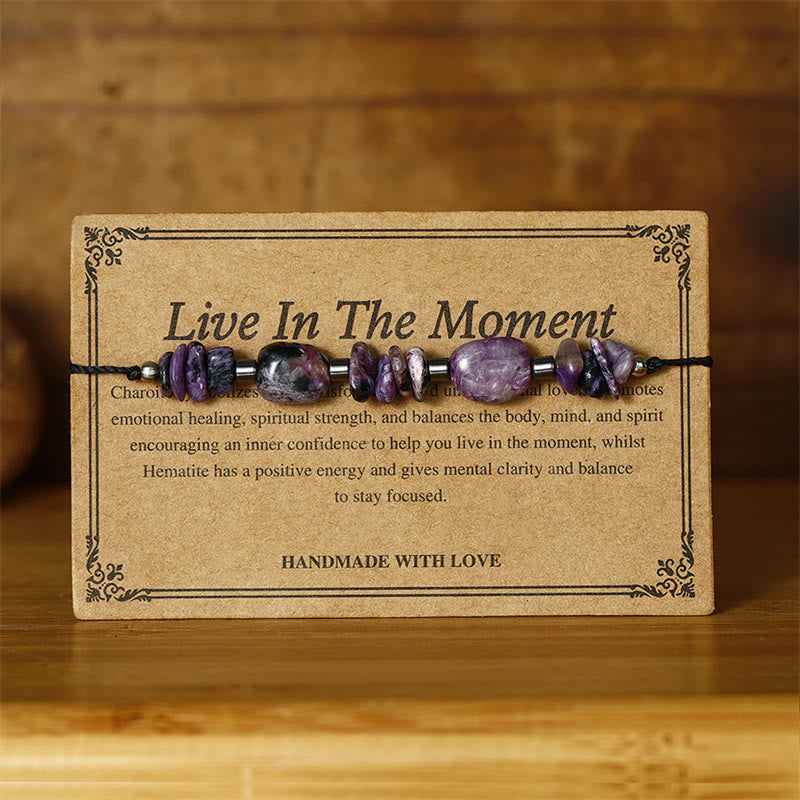Fortune Jewel Live In The Moment Charoite Hematite Powerful Bracelet