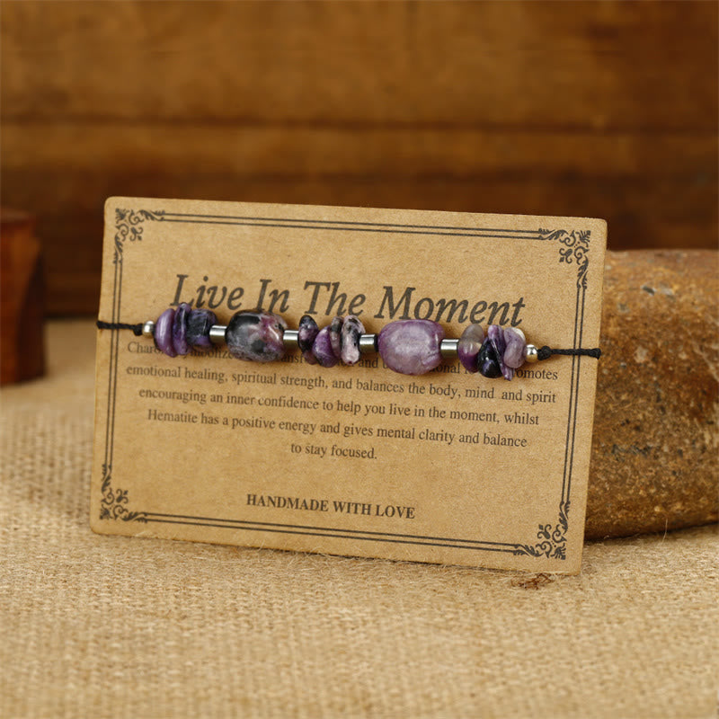 Fortune Jewel Live In The Moment Charoite Hematite Powerful Bracelet