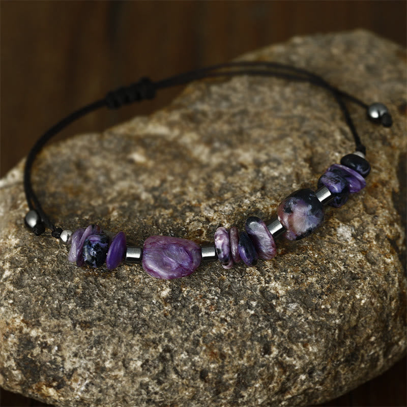 Fortune Jewel Live In The Moment Charoite Hematite Powerful Bracelet
