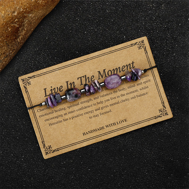 Fortune Jewel Live In The Moment Charoite Hematite Powerful Bracelet