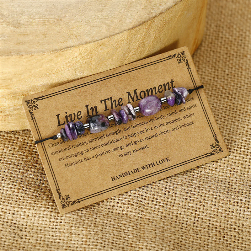 Fortune Jewel Live In The Moment Charoite Hematite Powerful Bracelet