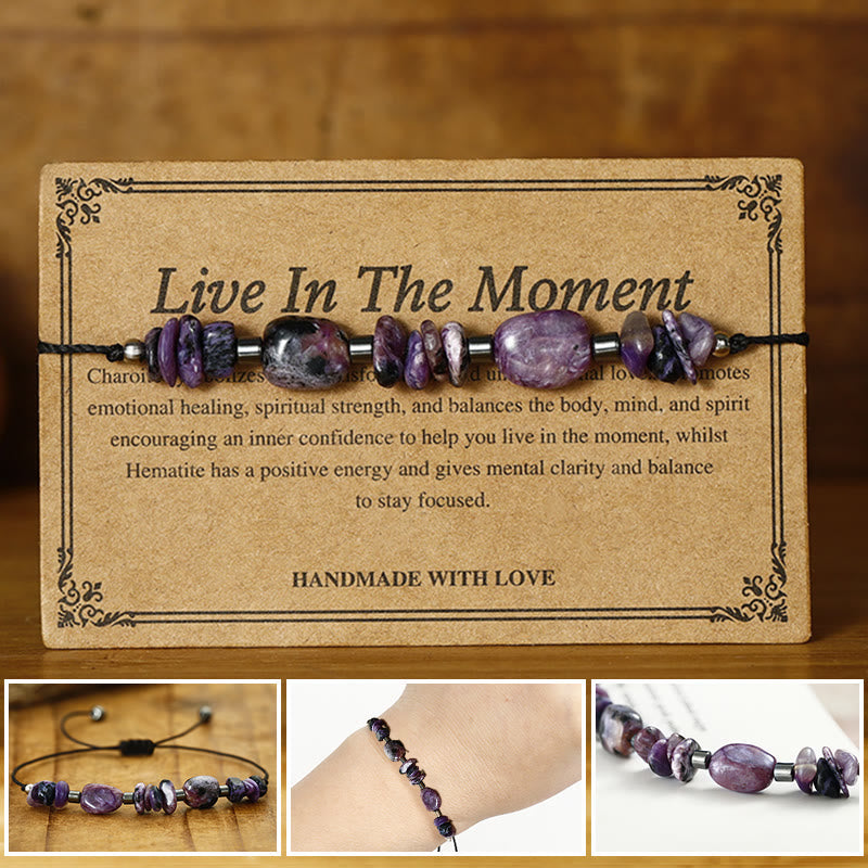 Fortune Jewel Live In The Moment Charoite Hematite Powerful Bracelet