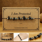 Fortune Jewel I Am Protected Iron Pyrite Black Obsidian Fulfillment Bracelet