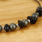 Fortune Jewel I Am Protected Iron Pyrite Black Obsidian Fulfillment Bracelet