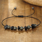 Fortune Jewel I Am Protected Iron Pyrite Black Obsidian Fulfillment Bracelet