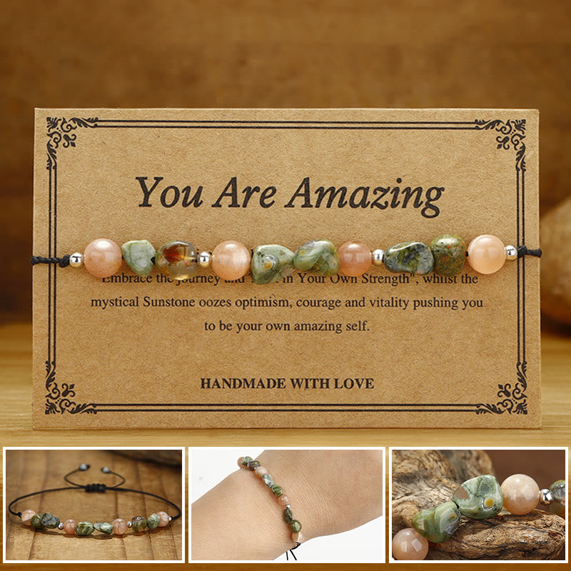 Fortune Jewel You Are Amazing Rhyolite Sun Stone Positive Bracelet