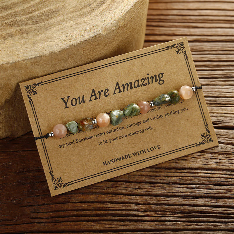 Fortune Jewel You Are Amazing Rhyolite Sun Stone Positive Bracelet
