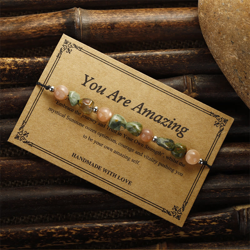 Fortune Jewel You Are Amazing Rhyolite Sun Stone Positive Bracelet
