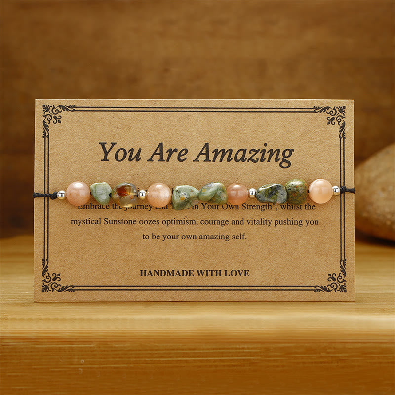 Fortune Jewel You Are Amazing Rhyolite Sun Stone Positive Bracelet