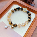 Fortune Jewel Natural Tiger Eye Citrine Beads Flower Bell Courage Bracelet