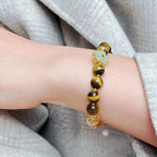 Fortune Jewel Natural Tiger Eye Citrine Beads Flower Bell Courage Bracelet