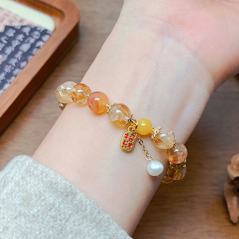 Fortune Jewel Natural Citrine Beads Nafu Pleasure Bracelet