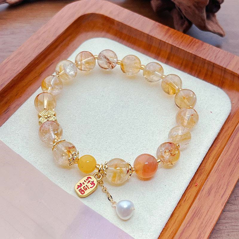 Fortune Jewel Natural Citrine Beads Nafu Pleasure Bracelet