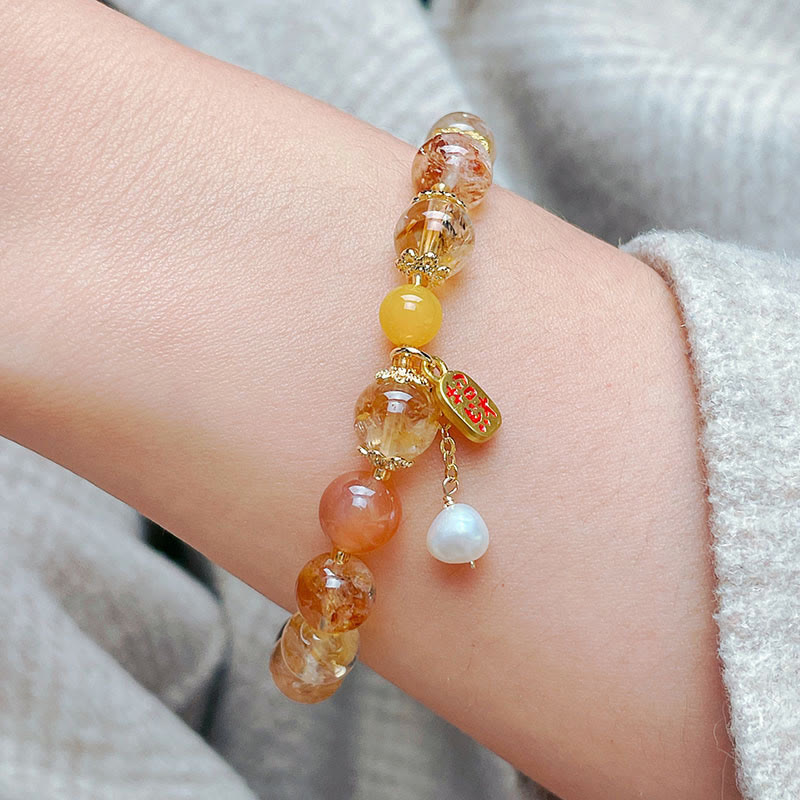 Fortune Jewel Natural Citrine Beads Nafu Pleasure Bracelet