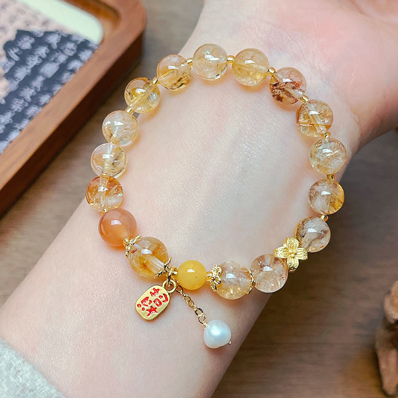 Fortune Jewel Natural Citrine Beads Nafu Pleasure Bracelet