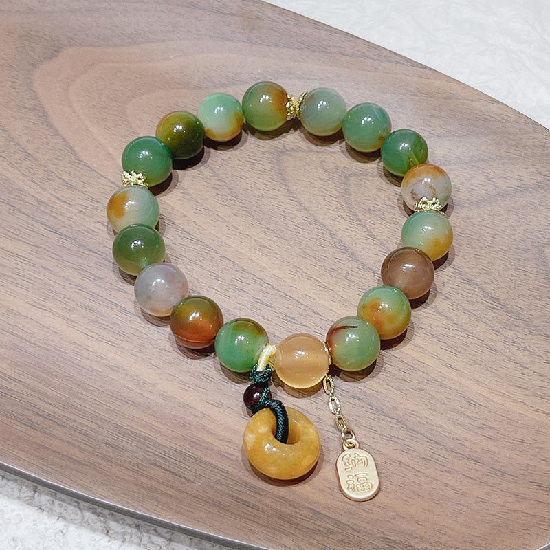 Fortune Jewel Peacock Agate Topaz Peace Buckle Nafu Balance Bracelet