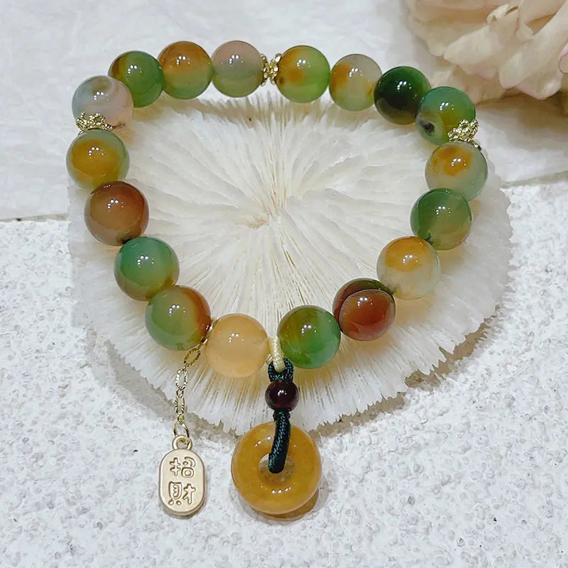 Fortune Jewel "May Balance and Safety Be With You"Peacock Agate Bracelet Includes Gift Message Card Fortune Jewel