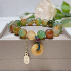 Fortune Jewel "May Balance and Safety Be With You"Peacock Agate Bracelet Includes Gift Message Card Fortune Jewel
