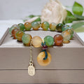 Fortune Jewel Peacock Agate Topaz Peace Buckle Nafu Balance Bracelet