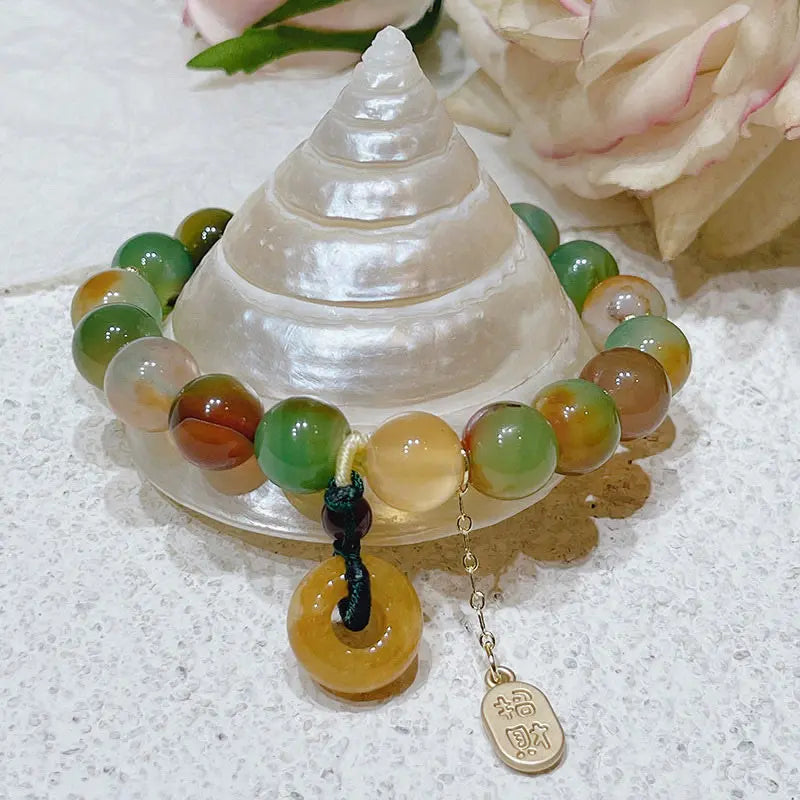 Fortune Jewel "May Balance and Safety Be With You"Peacock Agate Bracelet Includes Gift Message Card Fortune Jewel