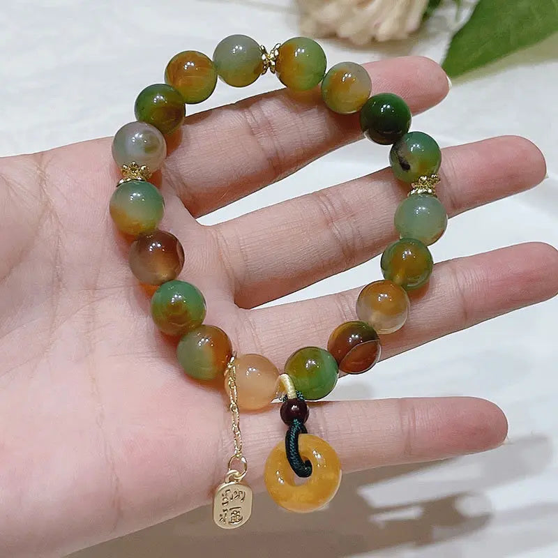 Fortune Jewel "May Balance and Safety Be With You"Peacock Agate Bracelet Includes Gift Message Card Fortune Jewel